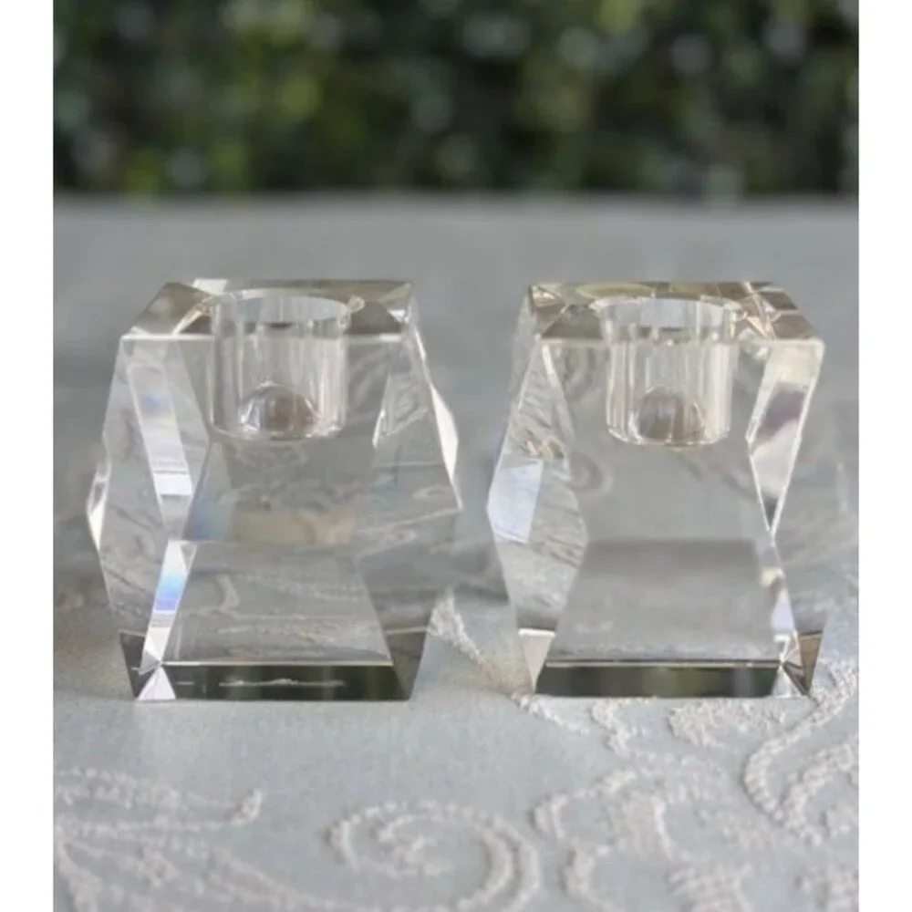 Vintage Candle Holder Rosenthal Crystal Regency Clear Cube New In Box